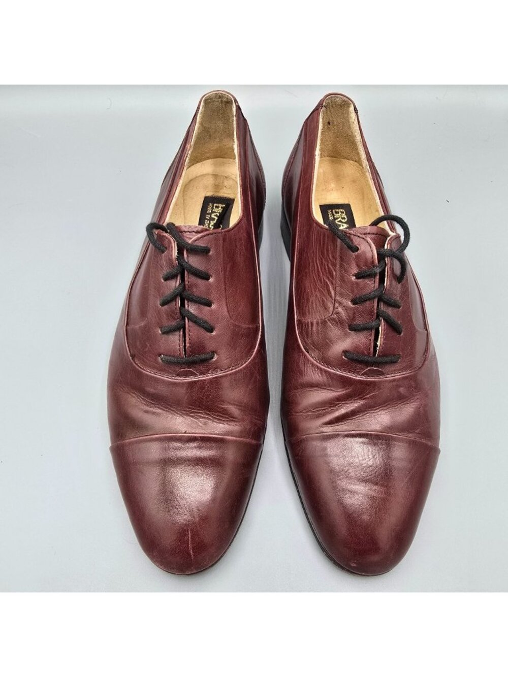 Brassboot Made in Italy Men's Burgundy Leather Oxford Dress Shoes (Size 7M)